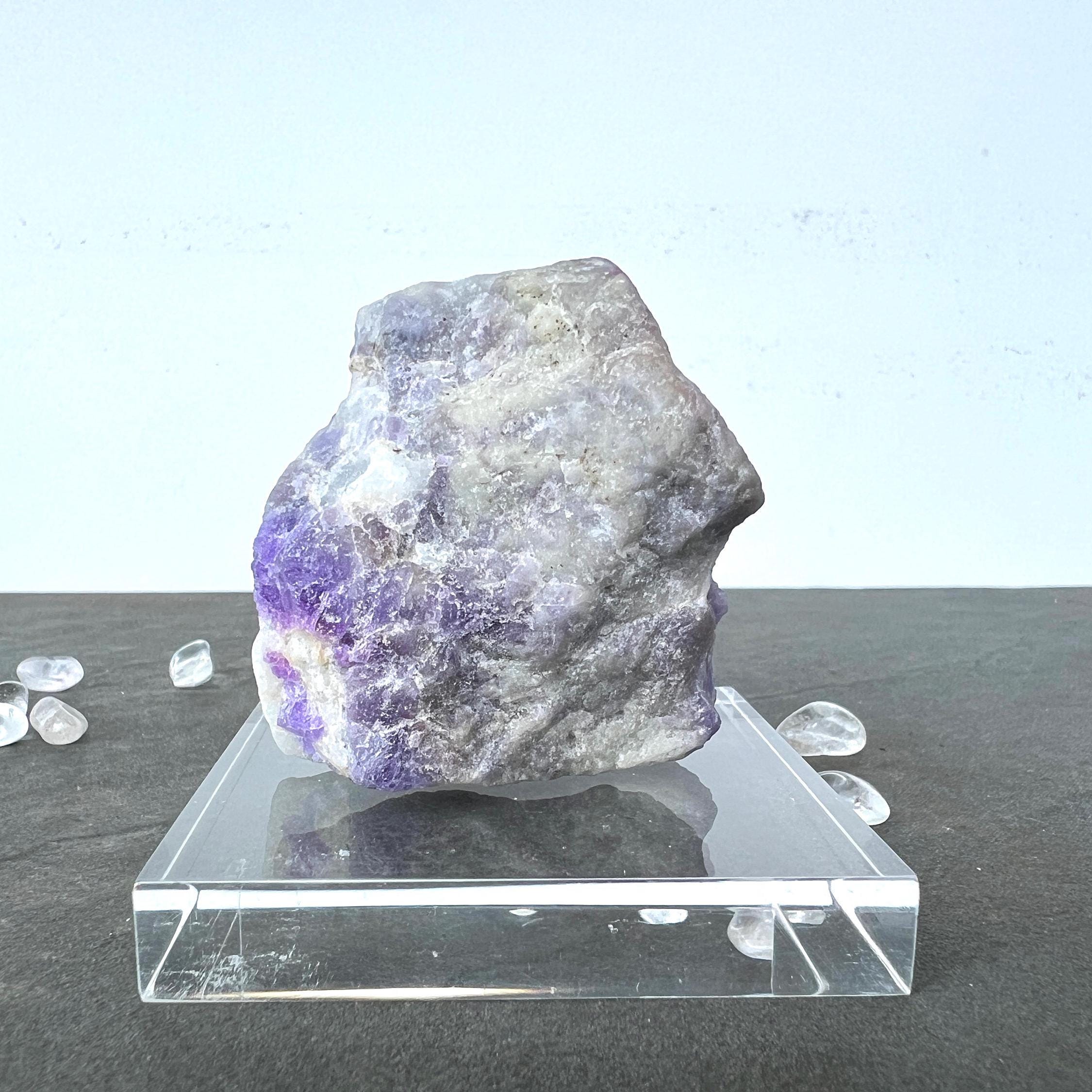 Rare Hackmanite Specimen On Acrylic Base – Uv Reactive Sodalite Mineral | Fluorescent Collector Piece Specimen Rare Hackmanite Specimen On Acrylic Base – Uv Reactive Sodalite Mineral | Fluorescent Collector Piece Specimen