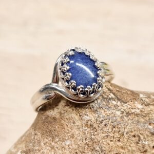 Sodalite Adjustable Ring. 925 Sterling Silver. Reiki Jewelry Uk. Women's 10x8mm Blue Semi Precious Stone Ring