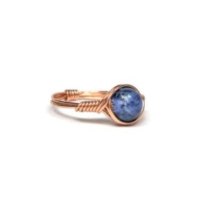 Blue Sodalite 14k Rose Gold Filled Wire Wrapped Ring