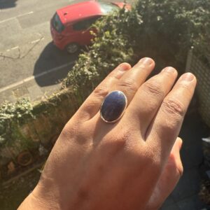 Blue Sodalite 925 Sterling Silver Ring: Oval Gemstone, Handmade Jewelry