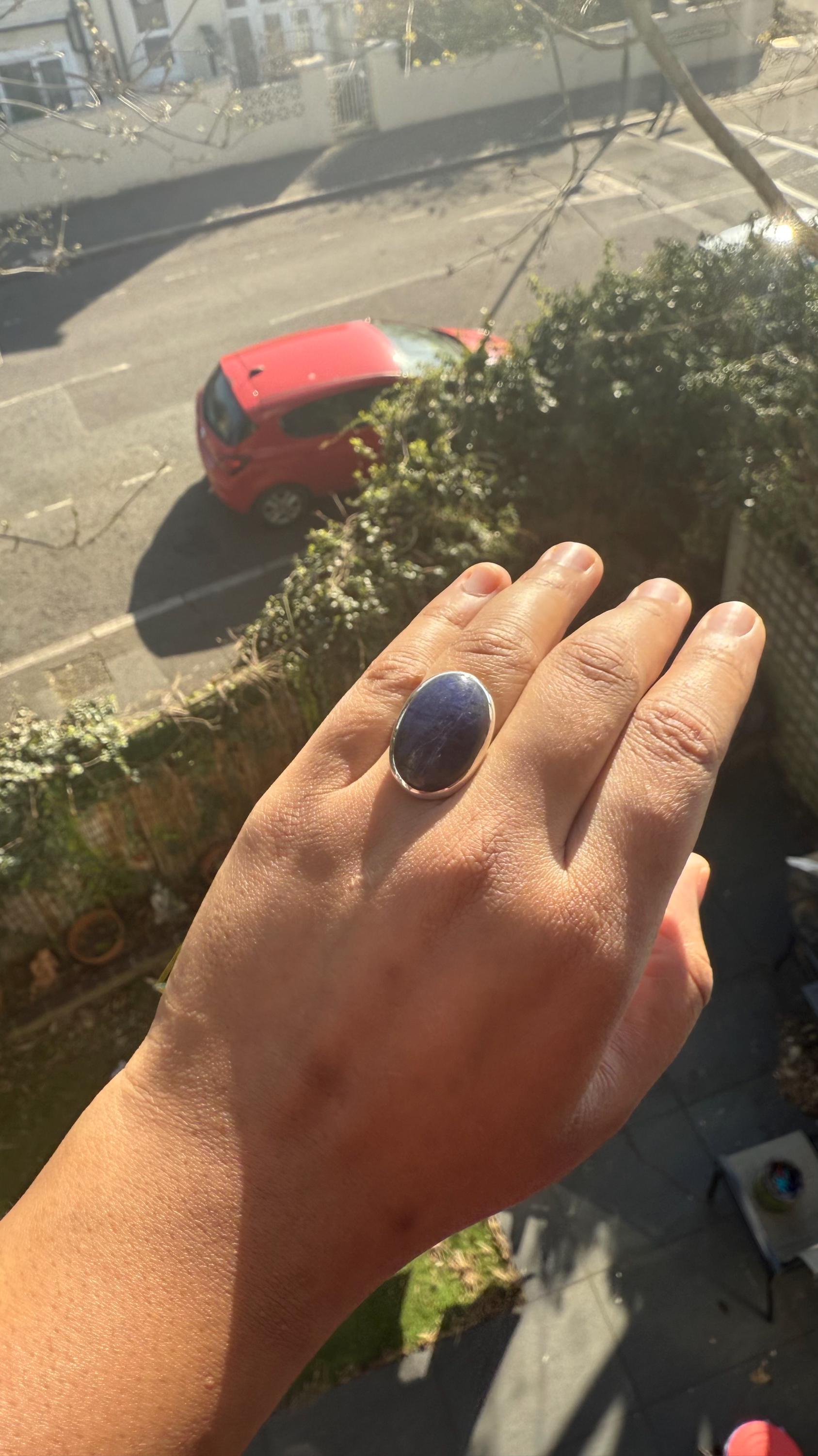 Blue Sodalite 925 Sterling Silver Ring: Oval Gemstone, Handmade Jewelry Blue Sodalite 925 Sterling Silver Ring: Oval Gemstone, Handmade Jewelry