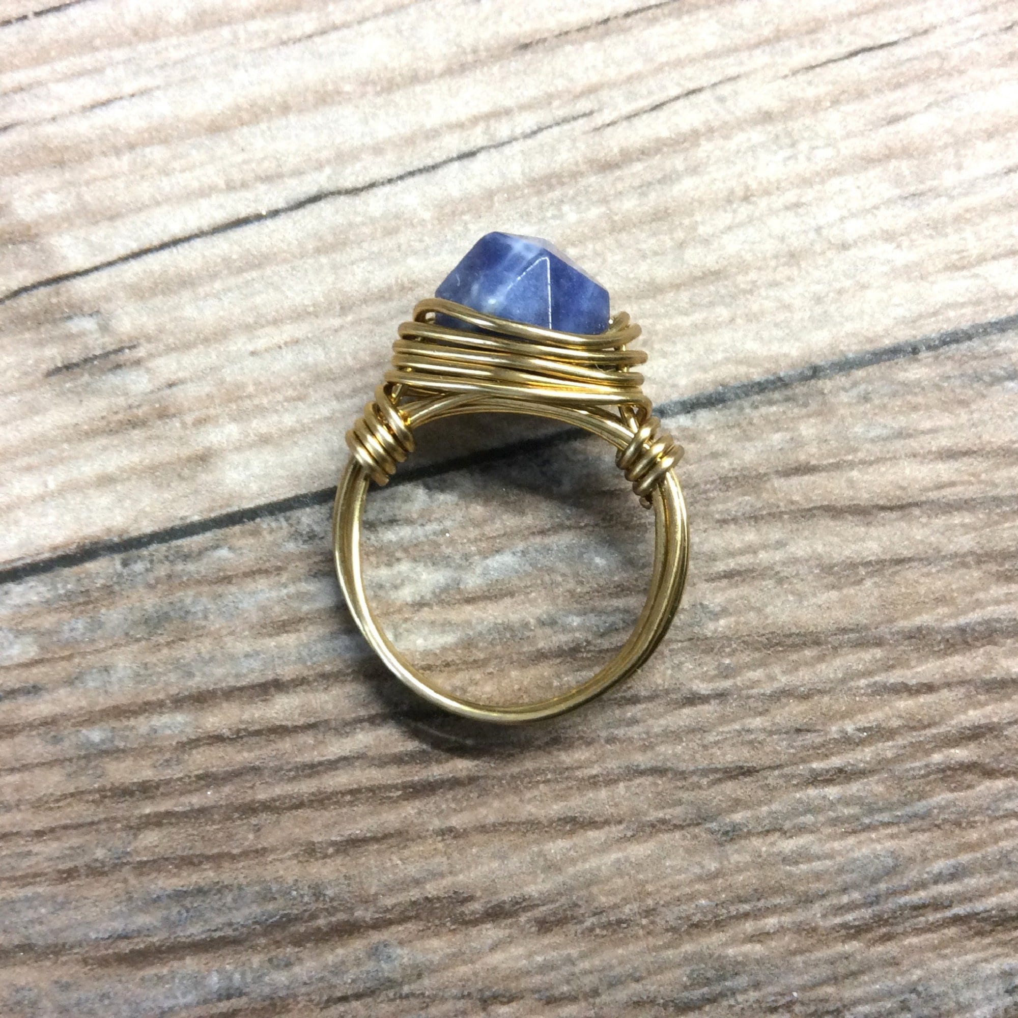 Handmade Blue Sodalite Ring - Wire Wrapped Design