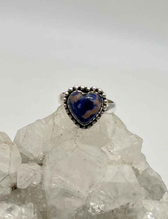 Sodalite Heart Ring, Size 7