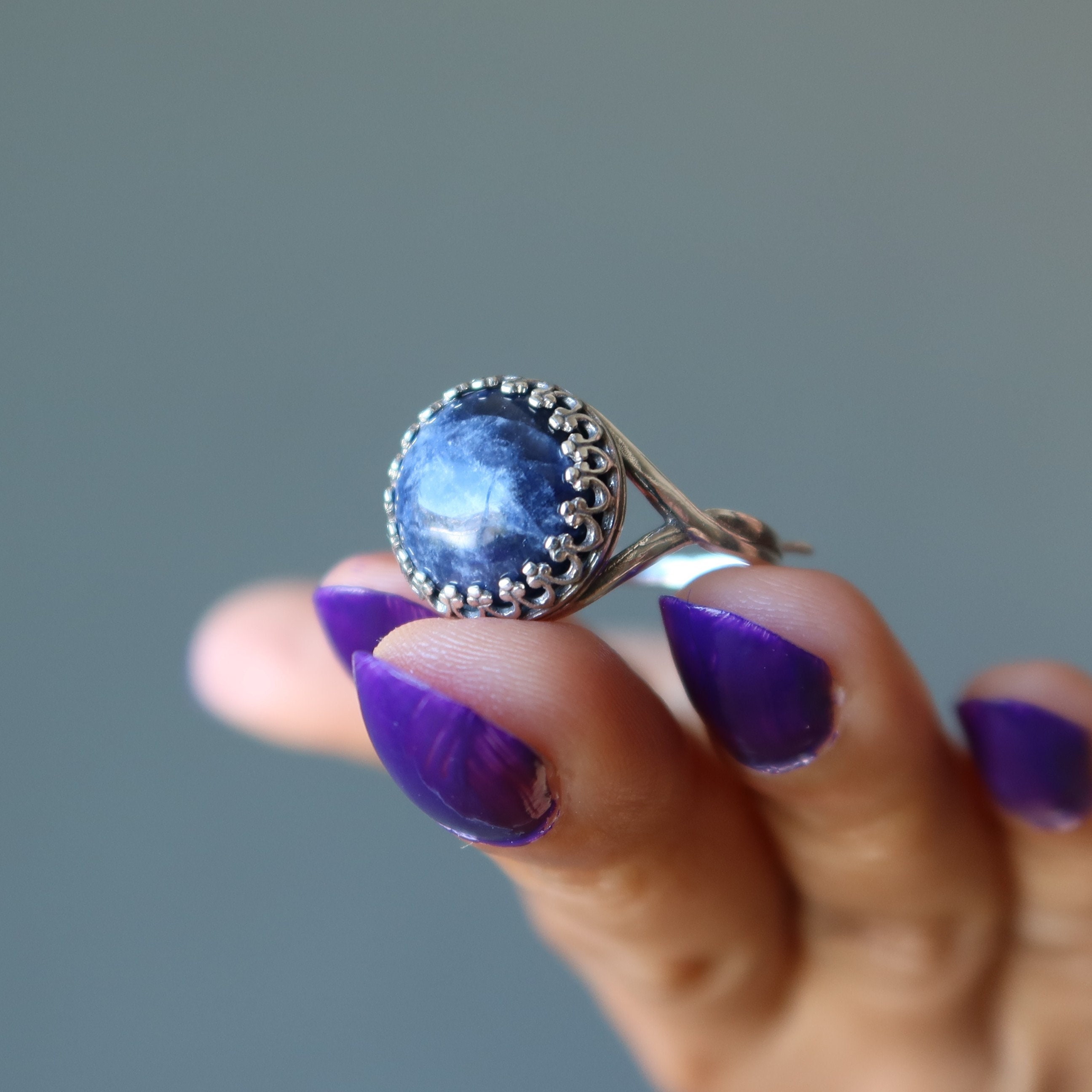 Sodalite Ring Magical Visions Blue Gem Sterling Silver Adjustable Sodalite Ring Magical Visions Blue Gem Sterling Silver Adjustable