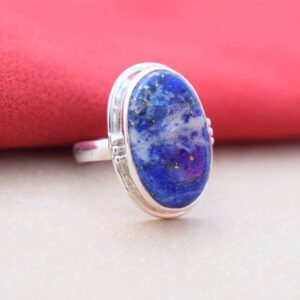 Natural Sodalite Ring In 925 Sterling Silver, Stacking Ring, Blue Gemstone, Anniversary Ring, Boho Ring, Blue Stone Ring, Gift For Her Natural Sodalite Ring In 925 Sterling Silver, Stacking Ring, Blue Gemstone, Anniversary Ring, Boho Ring, Blue Stone Ring, Gift For Her
