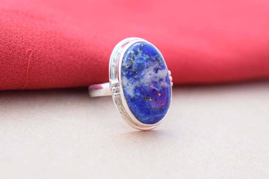 Natural Sodalite Ring In 925 Sterling Silver, Stacking Ring, Blue Gemstone, Anniversary Ring, Boho Ring, Blue Stone Ring, Gift For Her