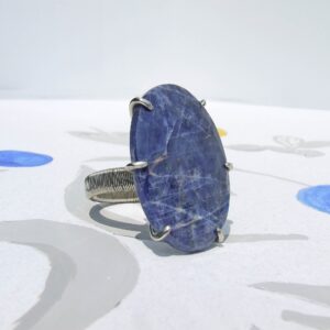 Statement Sodalite Ring, Silver Size 11