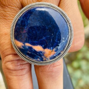 Sodalite sterling silver ring,Natural Blue Gemstone ,GIFT HER