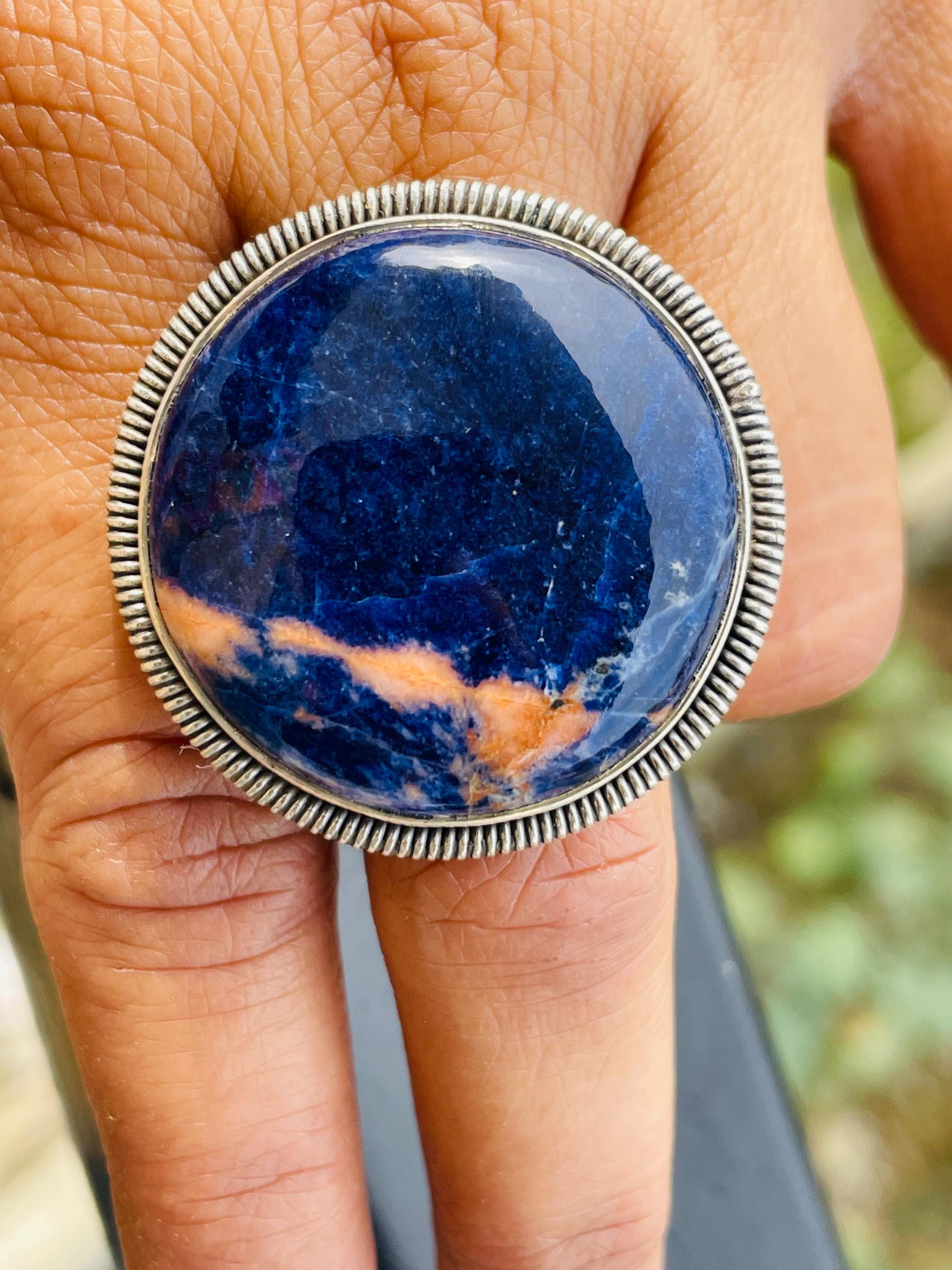 Sodalite Sterling Silver Ring,natural Blue Gemstone ,gift Her