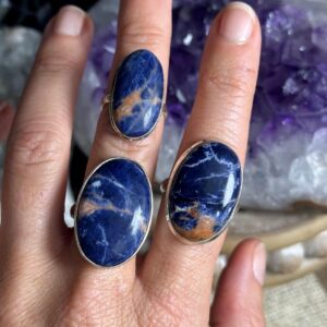 Sunset Sodalite fitted ring, .925 silver ring