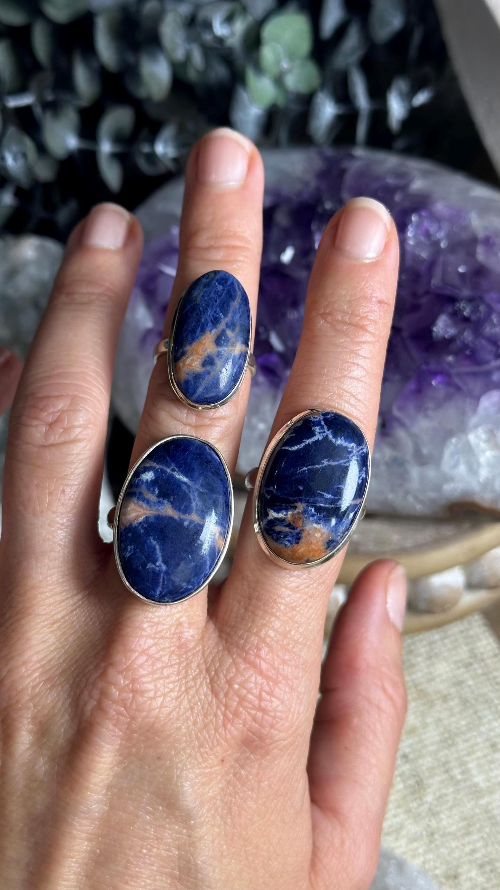 Sunset Sodalite Fitted Ring, .925 Silver Ring Sunset Sodalite Fitted Ring, .925 Silver Ring