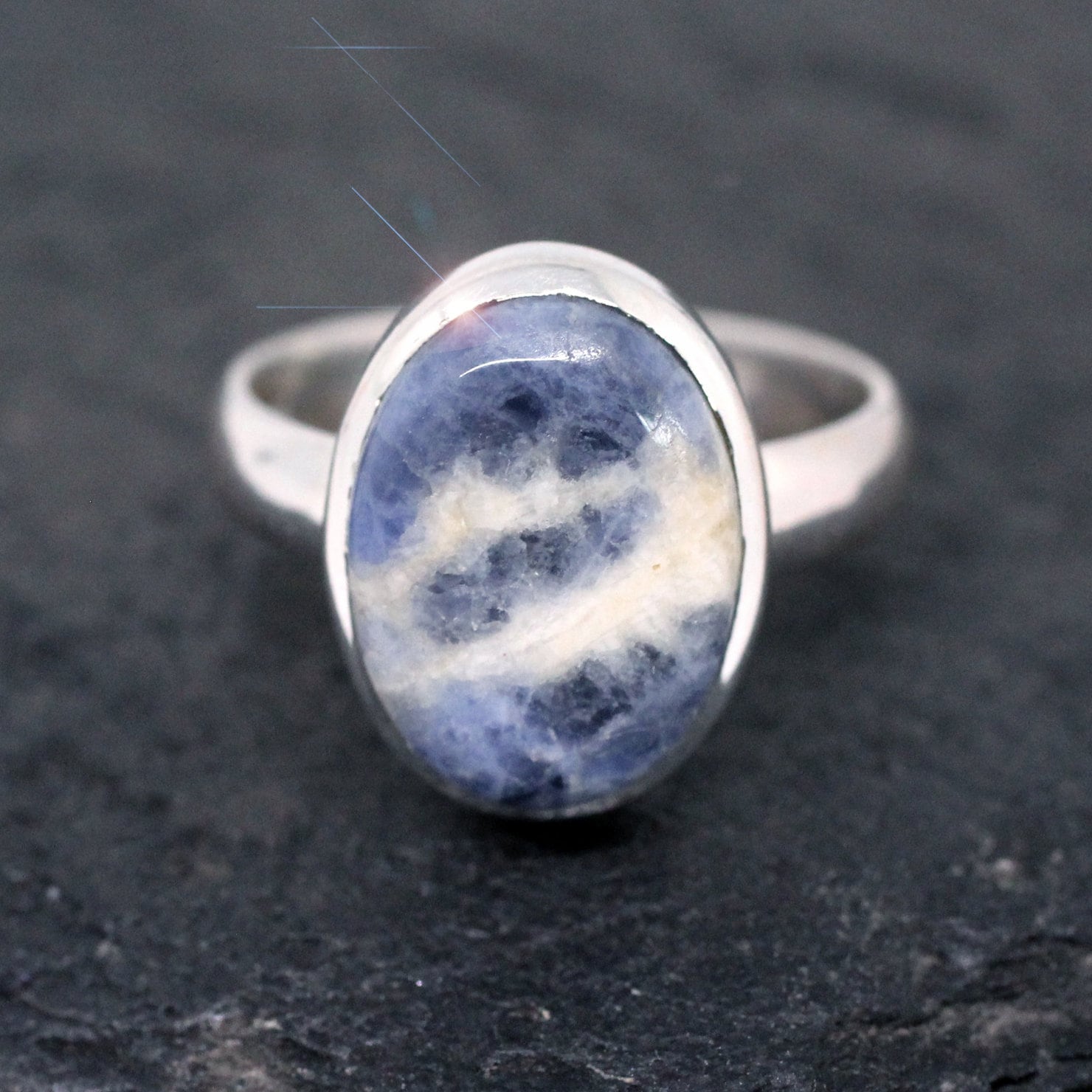 The Milky Way - Blue Sodalite Sterling Silver Ring Size 7.5 The Milky Way - Blue Sodalite Sterling Silver Ring Size 7.5
