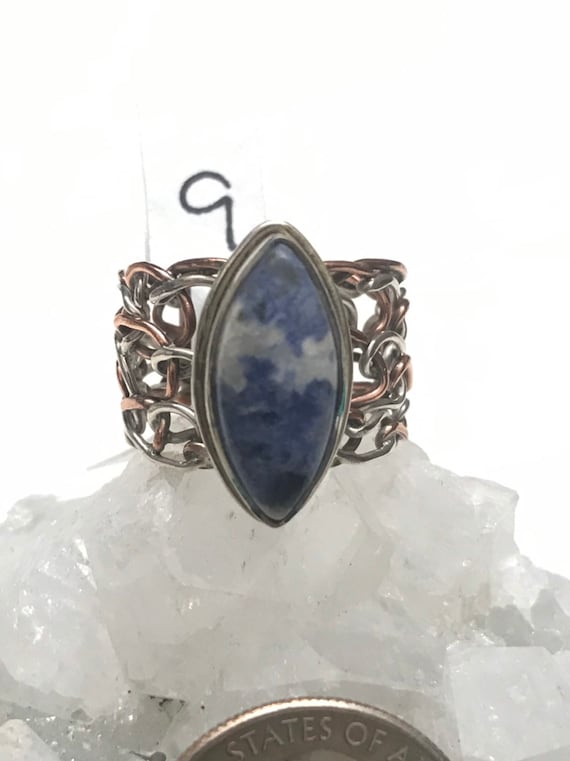 Sodalite Two-tone Ring, Size 9 Sodalite Two-tone Ring, Size 9