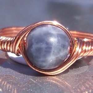 Sodalite Wire Wrapped Ring in Copper- Custom Sized