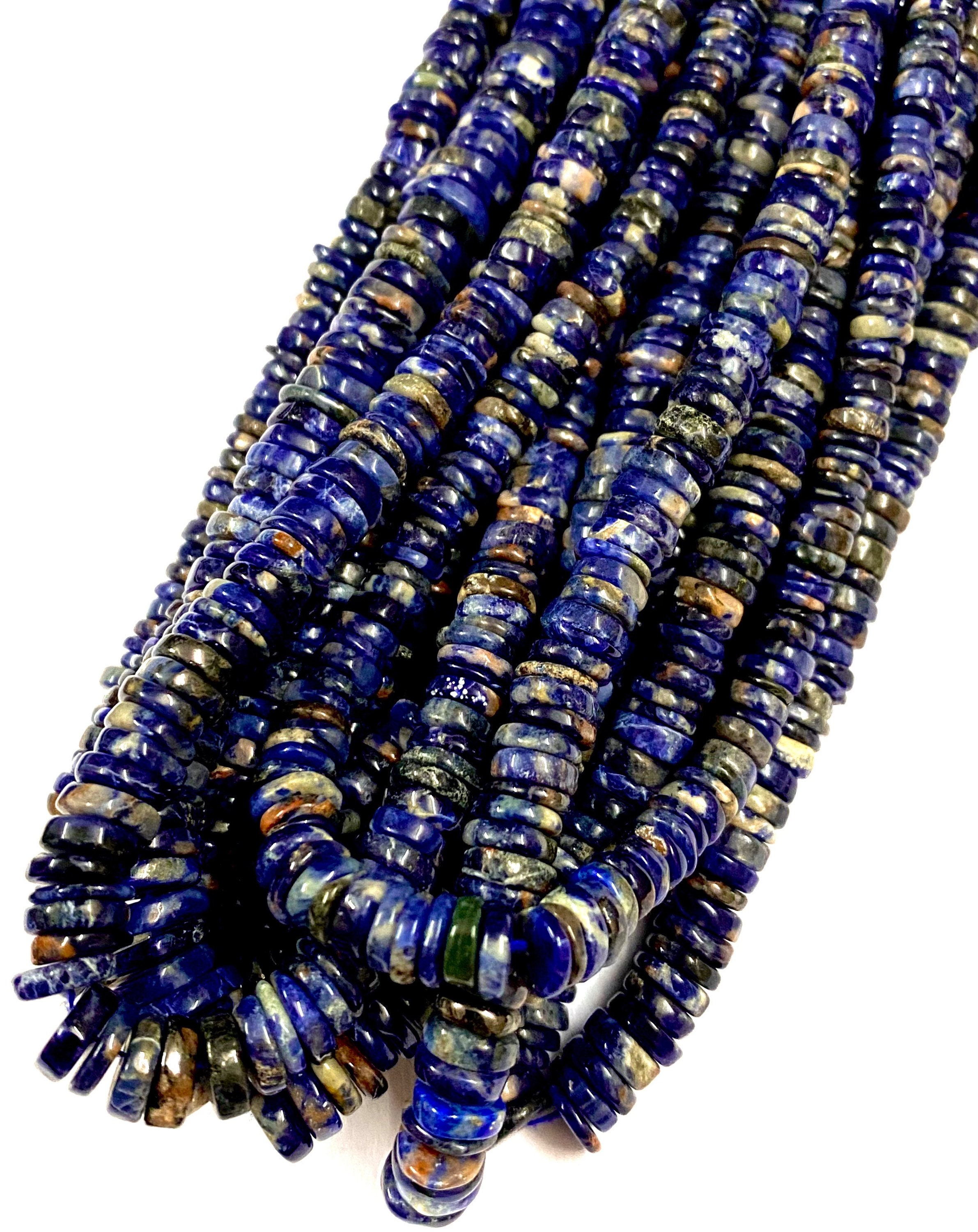 Sodalite Gemstone Beads Sodalite Smooth Flat Rondelle Beads 6mm To 7mm Sodalite Smooth Tyre Shape Beads Blue Sodalite Smooth Rondelle Beads
