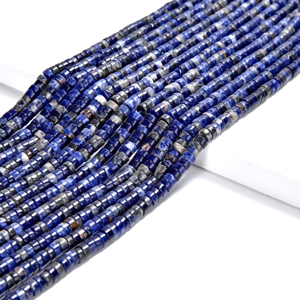 Sodalite Gemstone Natural Heshi Rondelle Slice 4x2mm Beads 14.5 Inch Full Strand Wholesale (80019470-p105)