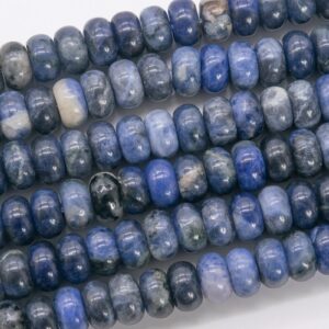 Genuine Natural Blue Sodalite Loose Beads Rondelle Shape 10x6mm Genuine Natural Blue Sodalite Loose Beads Rondelle Shape 10x6mm