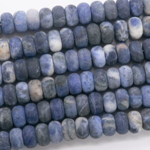 Genuine Natural Matte Blue Sodalite Loose Beads Rondelle Shape 10x6mm Genuine Natural Matte Blue Sodalite Loose Beads Rondelle Shape 10x6mm