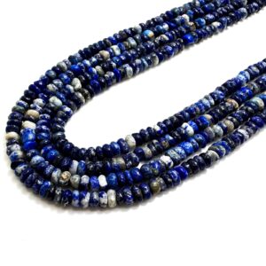 Natural Blue Sodalite Rondelle Beads: Smooth Polished Gemstone, 2mm X 4mm - Rd39 Natural Blue Sodalite Rondelle Beads: Smooth Polished Gemstone, 2mm X 4mm - Rd39