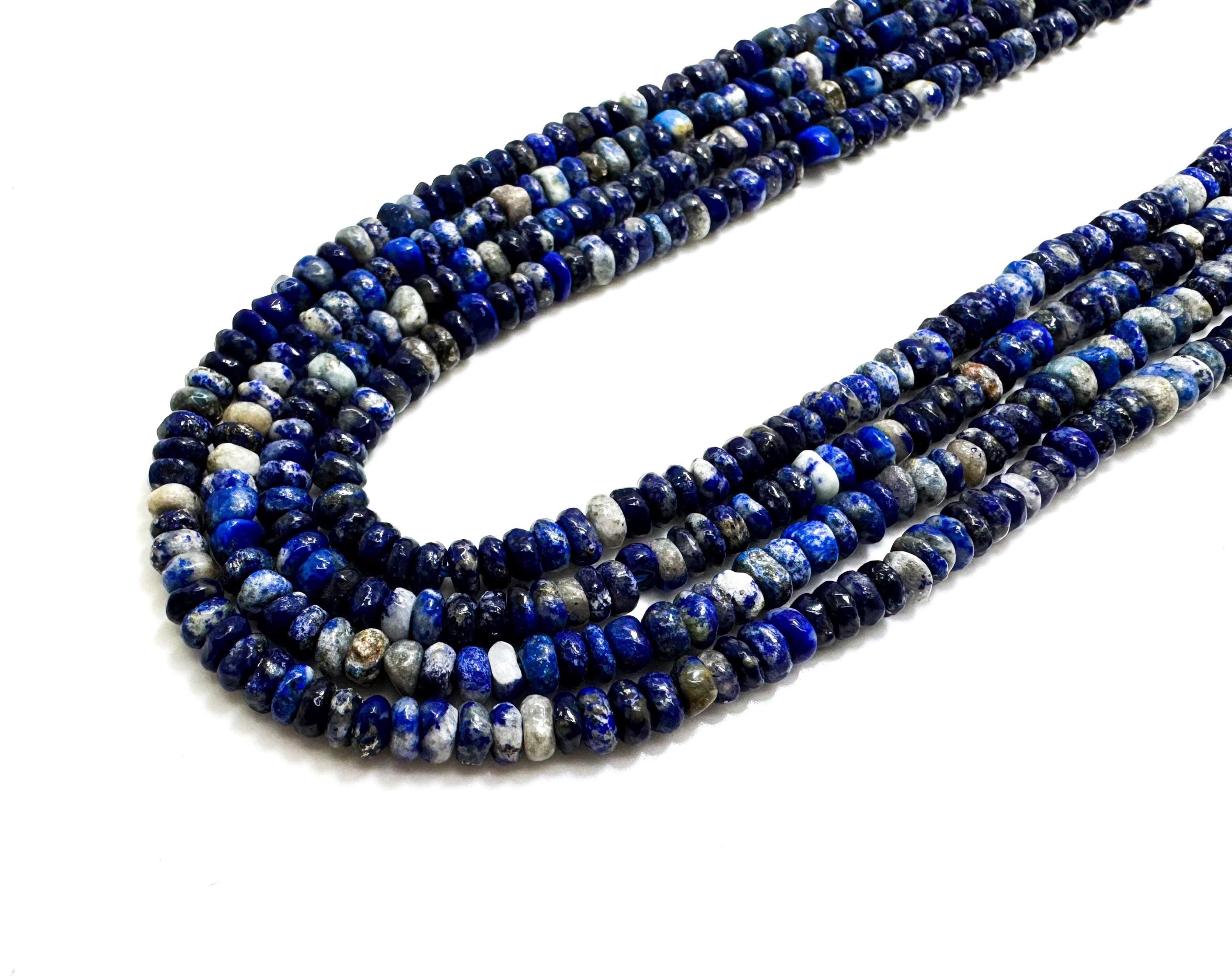 Natural Blue Sodalite Rondelle Beads: Smooth Polished Gemstone, 2mm X 4mm - Rd39 Natural Blue Sodalite Rondelle Beads: Smooth Polished Gemstone, 2mm X 4mm - Rd39