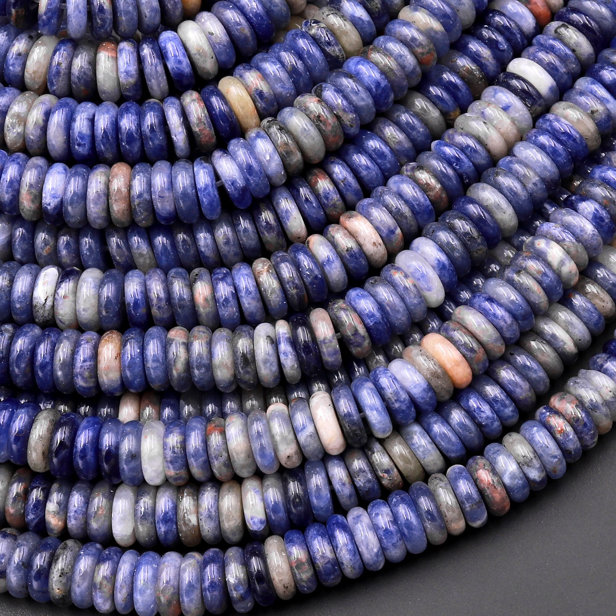 Natural Blue Sodalite 6mm Heishi Thin Rondelle Beads 15.5" Strand