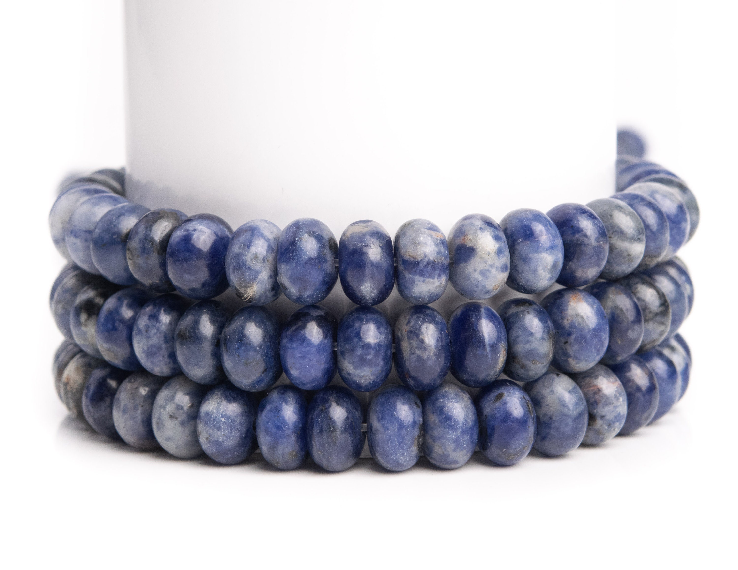 Natural Blue Sodalite Gemstone Grade Aaa Rondelle 6x4mm 8x5mm Loose Beads