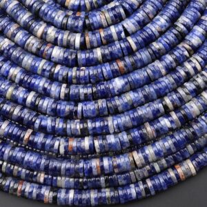 Natural Blue Orange Sodalite Smooth 6mm Heishi Thin Rondelle Beads 15.5" Strand Natural Blue Orange Sodalite Smooth 6mm Heishi Thin Rondelle Beads 15.5" Strand