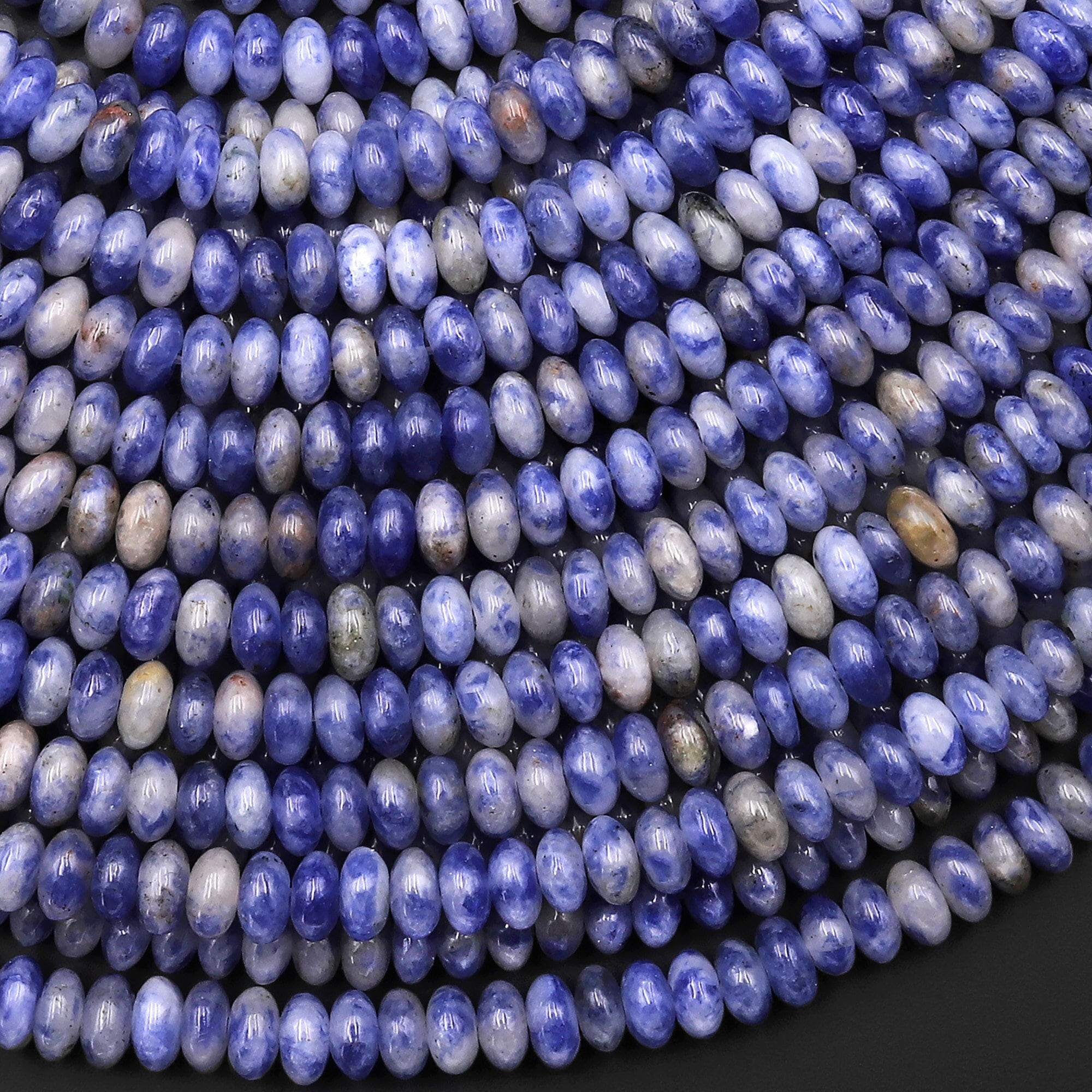 Natural Blue Sodalite Smooth Thin Rondelle Beads 4mm 15.5" Strand Natural Blue Sodalite Smooth Thin Rondelle Beads 4mm 15.5" Strand