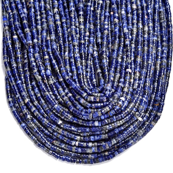Natural Sodalite Gemstone 4x2mm Heshi Rondelle Slice Beads 14.5 Inch Full Strand Bulk Lot 1,2,6,12 And 50 (80019470-p105)