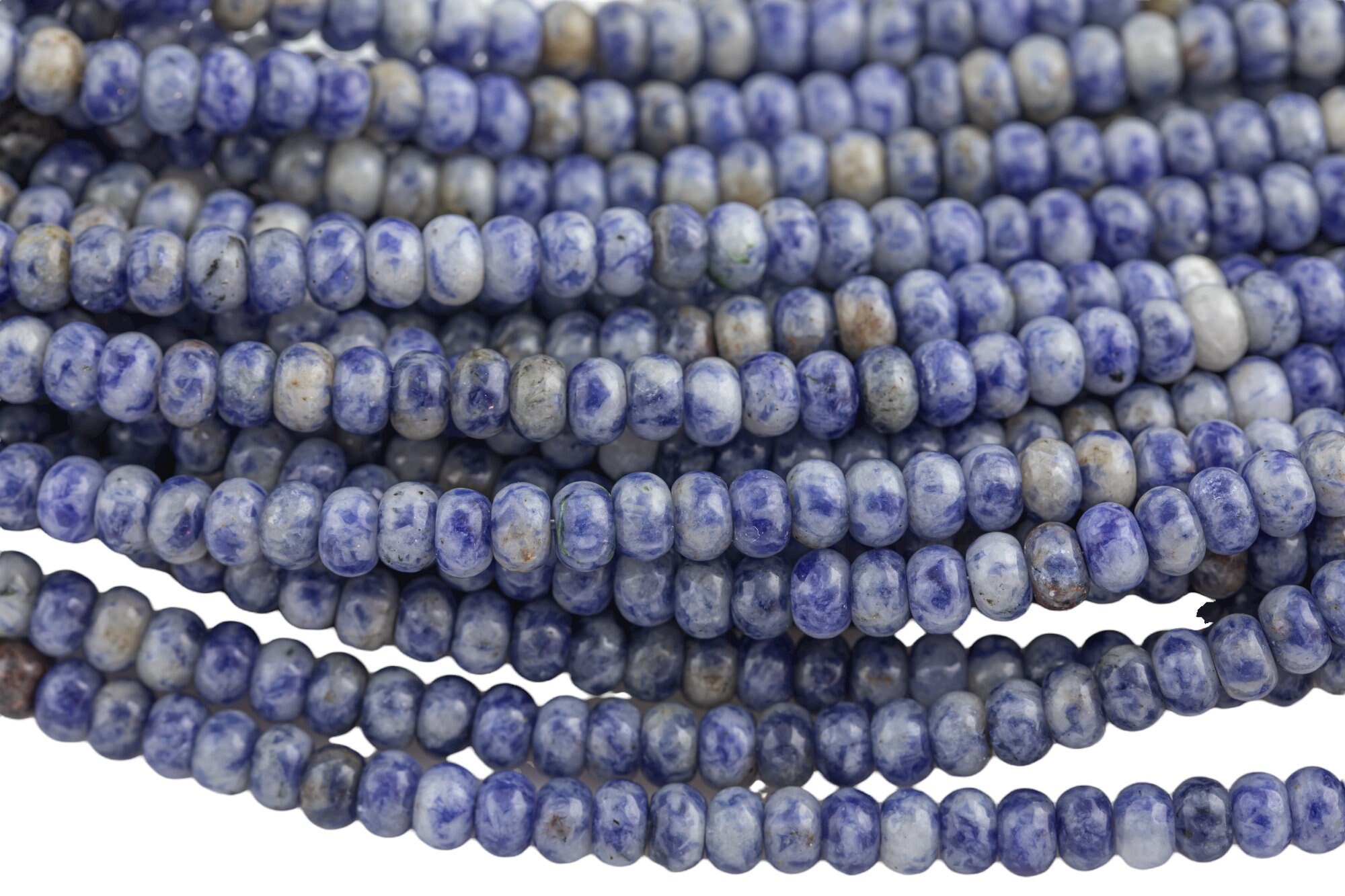 Natural Sodalite, High Quality In Roundel, 6mm, 8mm- Full 15.5 Inch Strand-full Strand 15.5 Inch Strand Smooth Gemstone Beads