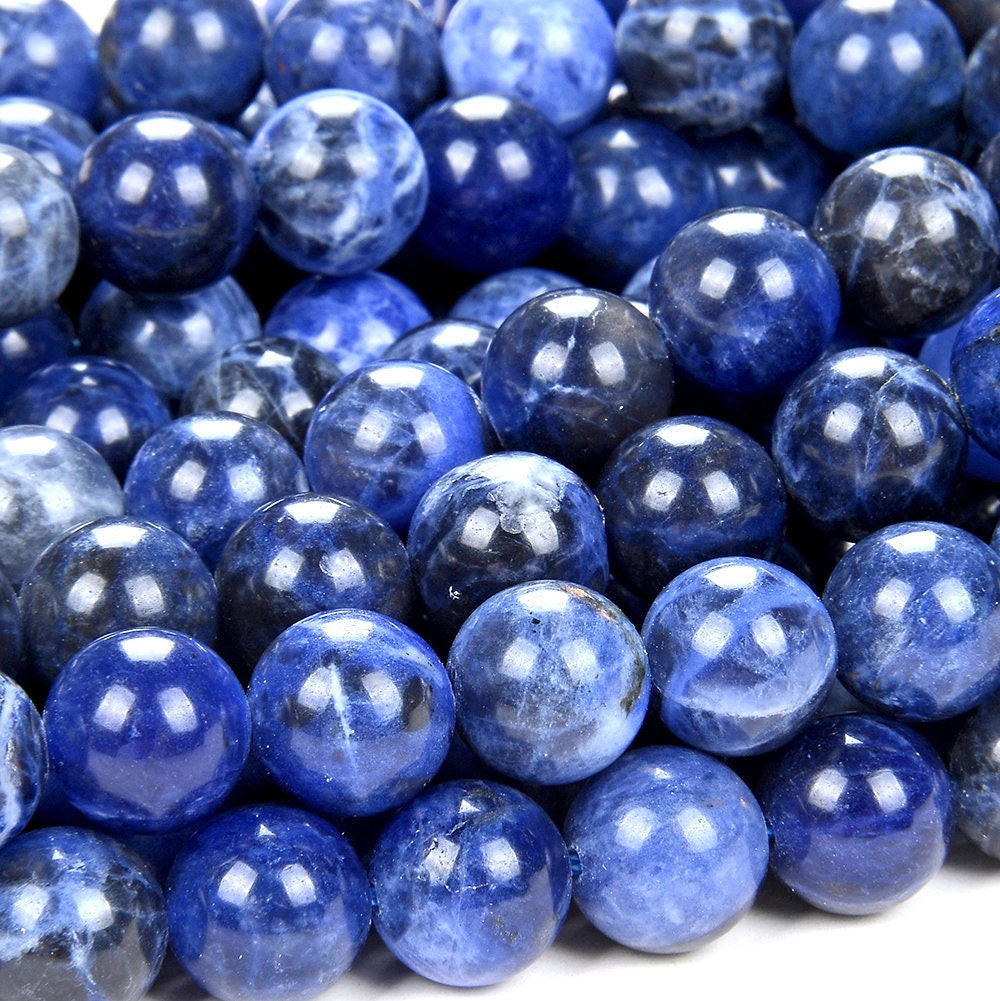 10mm Blueberry Sodalite Gemstone Grade Aa Blue Round Loose Beads 7.5 Inch Half Strand (90183359-729)