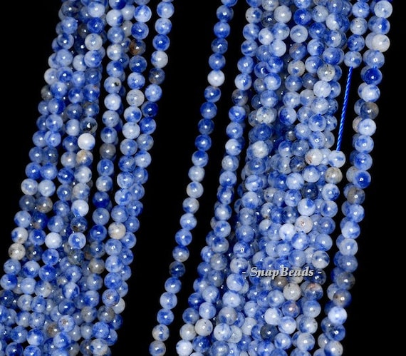 3mm Blueberry Sodalite Gemstone Round 3mm Loose Beads 16 Inch Full Strand Lot 1,2,6,12 And 50 (90114002-107 - 3mm A)