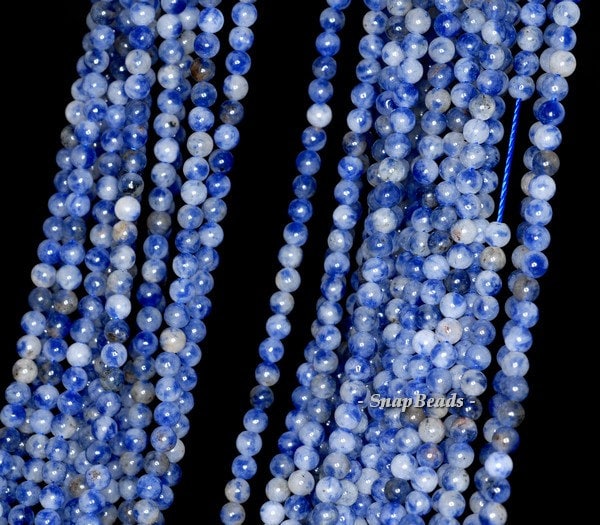 3mm Blueberry Sodalite Gemstone Round 3mm Loose Beads 16 Inch Full Strand (90114002-107 - 3mm A)