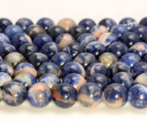 8mm Orange Blue Sodalite Gemstone Grade Aaa Round Beads 15 Inch Full Strand Bulk Lot 1,2,6,12 And 50 (80007342-a255)