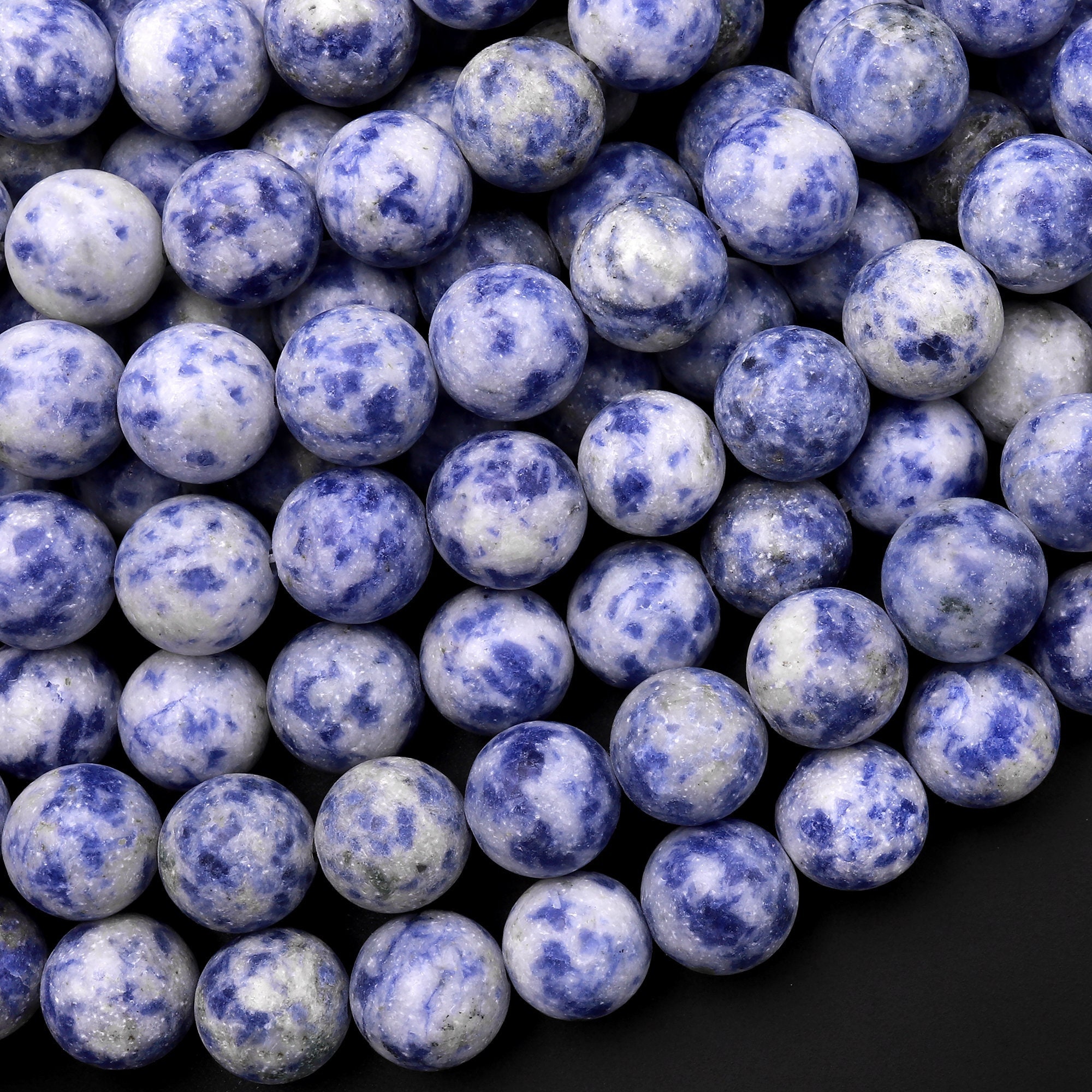 Matte Natural Blue White Sodalite 4mm 6mm 8mm 10mm 12mm Round Beads 15.5" Strand