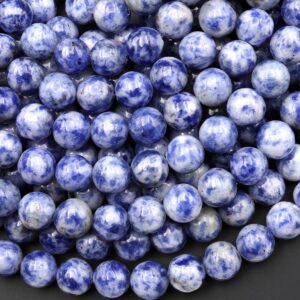 Natural Blue Sodalite 4mm 6mm 8mm 10mm Round Beads White Spots 15.5" Strand Natural Blue Sodalite 4mm 6mm 8mm 10mm Round Beads White Spots 15.5" Strand