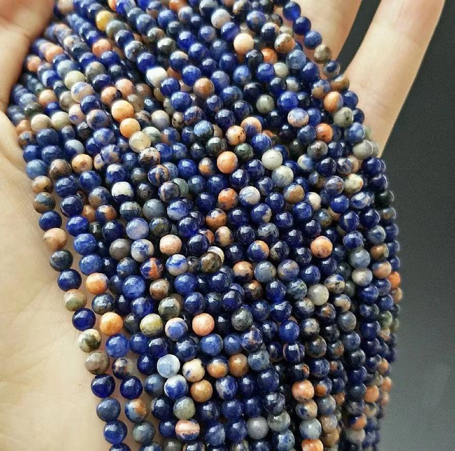 Natural Orange Sodalite Smooth Round Beads,4mm 6mm 8mm 10mm 12mm Sodalite Beads Wholesale Supply,one Strand 15",gematone Beads,blue Beads