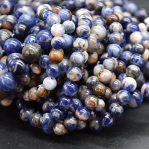 Pale Orange Sunset Sodalite Round Beads - 6mm, 8mm Sizes - 14" Strand - Natural Gemstone Beads For Jewellery Making | Crystal Beads
