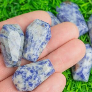 1 Pc Natural Sodalite Carved Coffin- 19x30mm 1 Pc Natural Sodalite Carved Coffin- 19x30mm