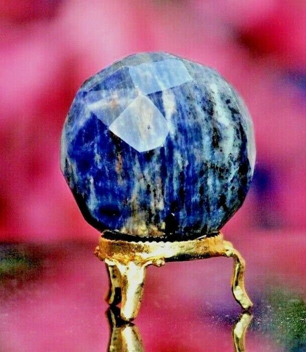 45mm Blue Sodalite Stone Sphere: Polished Reiki Healing Stone Ball