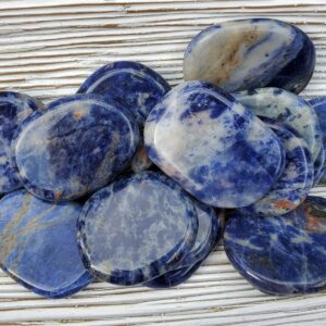 Blue Sodalite Stone Disks, Sodalite Crystal Palm Stones, Emotional Balance, Intuition, Clarity, Psychic Ability, Calming Stone,Balance Stone Blue Sodalite Stone Disks, Sodalite Crystal Palm Stones, Emotional Balance, Intuition, Clarity, Psychic Ability, Calming Stone,Balance Stone