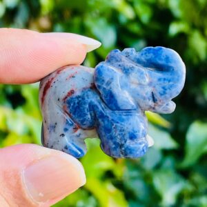 Sodalite Crystal Elephant Carving: Polished Gemstone Figurine (30-45mm) Sodalite Crystal Elephant Carving: Polished Gemstone Figurine (30-45mm)
