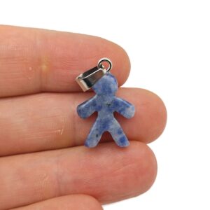 Sodalite Crystal Gingerbread Cookies Men Pendants - Christmas Gift - Mineral Specimens - Christmas Carving - Best Quality - NC1539 Sodalite Crystal Gingerbread Cookies Men Pendants - Christmas Gift - Mineral Specimens - Christmas Carving - Best Quality - NC1539
