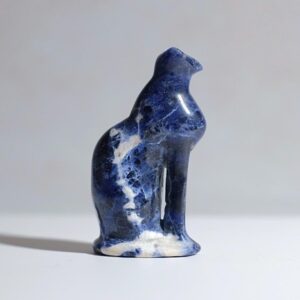 Sodalite Egyptian Cat Carving , Crystal Cat Figure