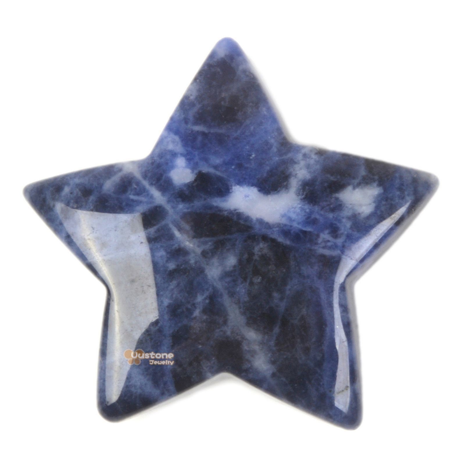 G6174.20 30mm Carved Sodalite Gemstone Crystal Healing Star Stone Diy