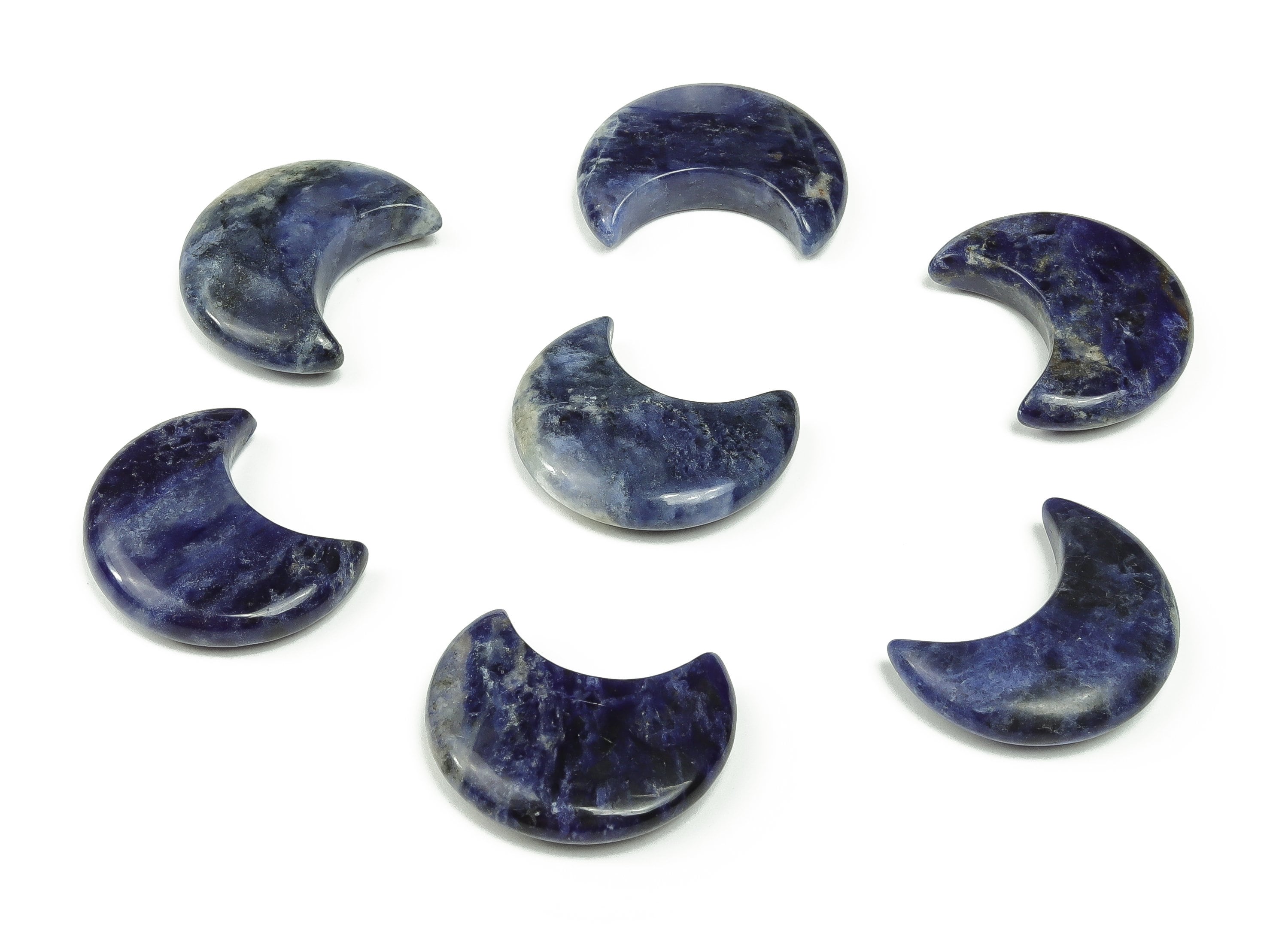 Sodalite Gemstone Moon - Crystal Moon - Carved Moon - Healing Crystal - Gemstone Crescent – 3×1.6cm – Mo1035