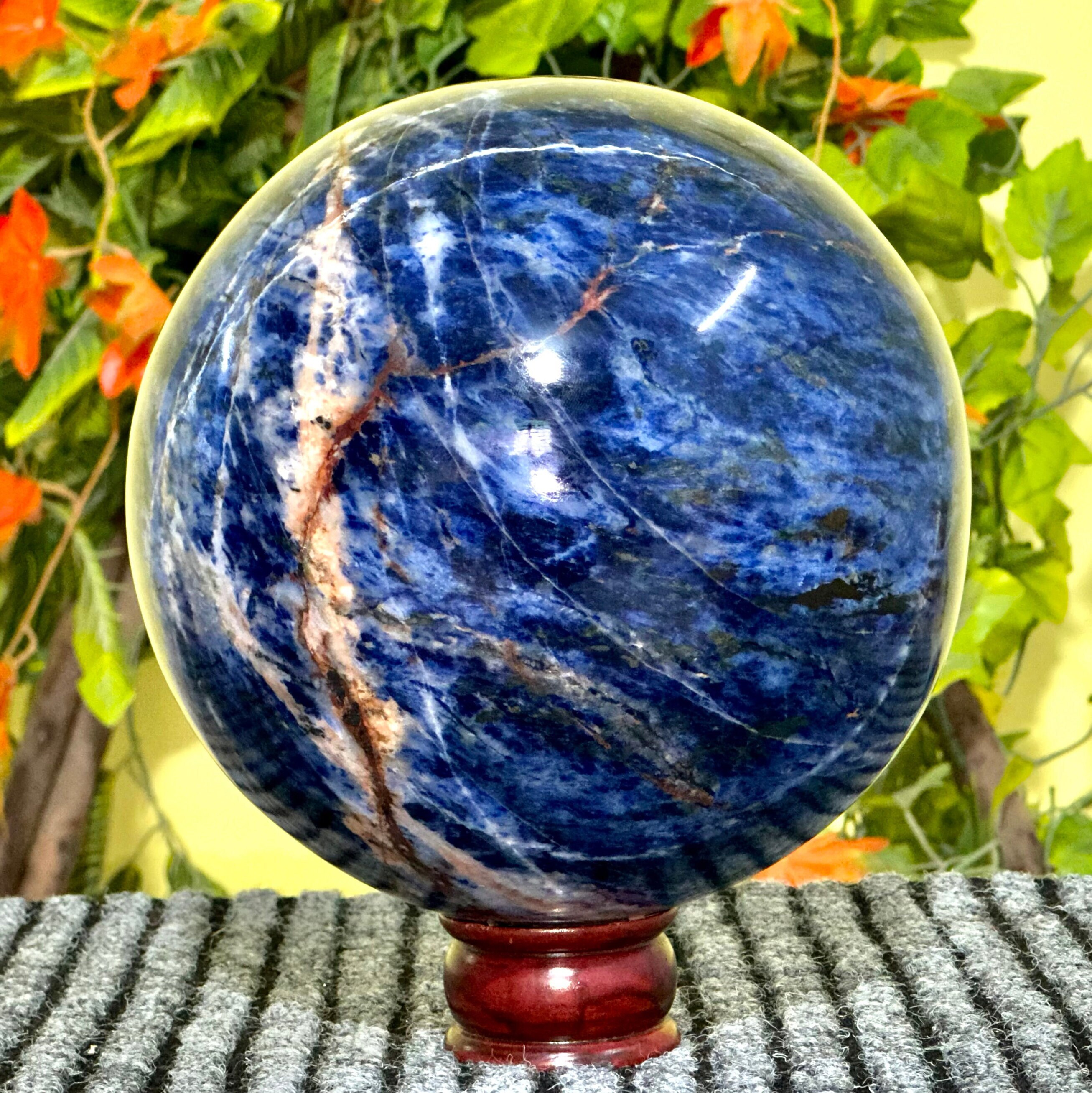 Large Blue Sodalite Sphere: Metaphysical Reiki Stone, Home Decorative ( 200mm, 9.500 Kg )