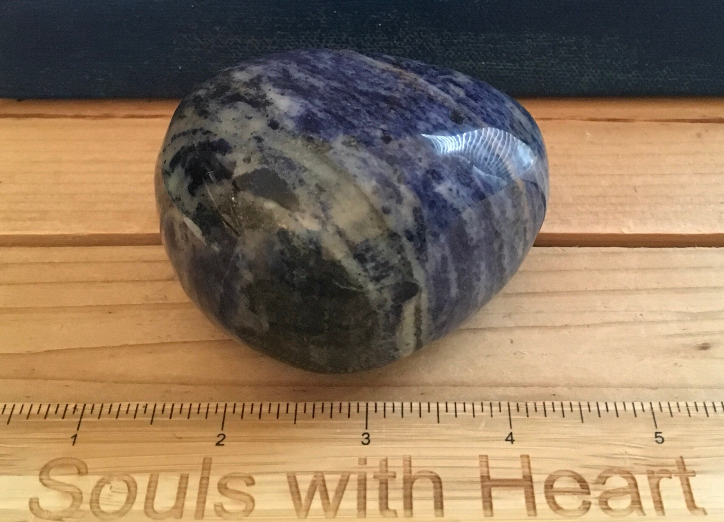 Large Sodalite Palm Stone: Chakra Healing Crystal, 3" X 2" Large Sodalite Palm Stone: Chakra Healing Crystal, 3" X 2"
