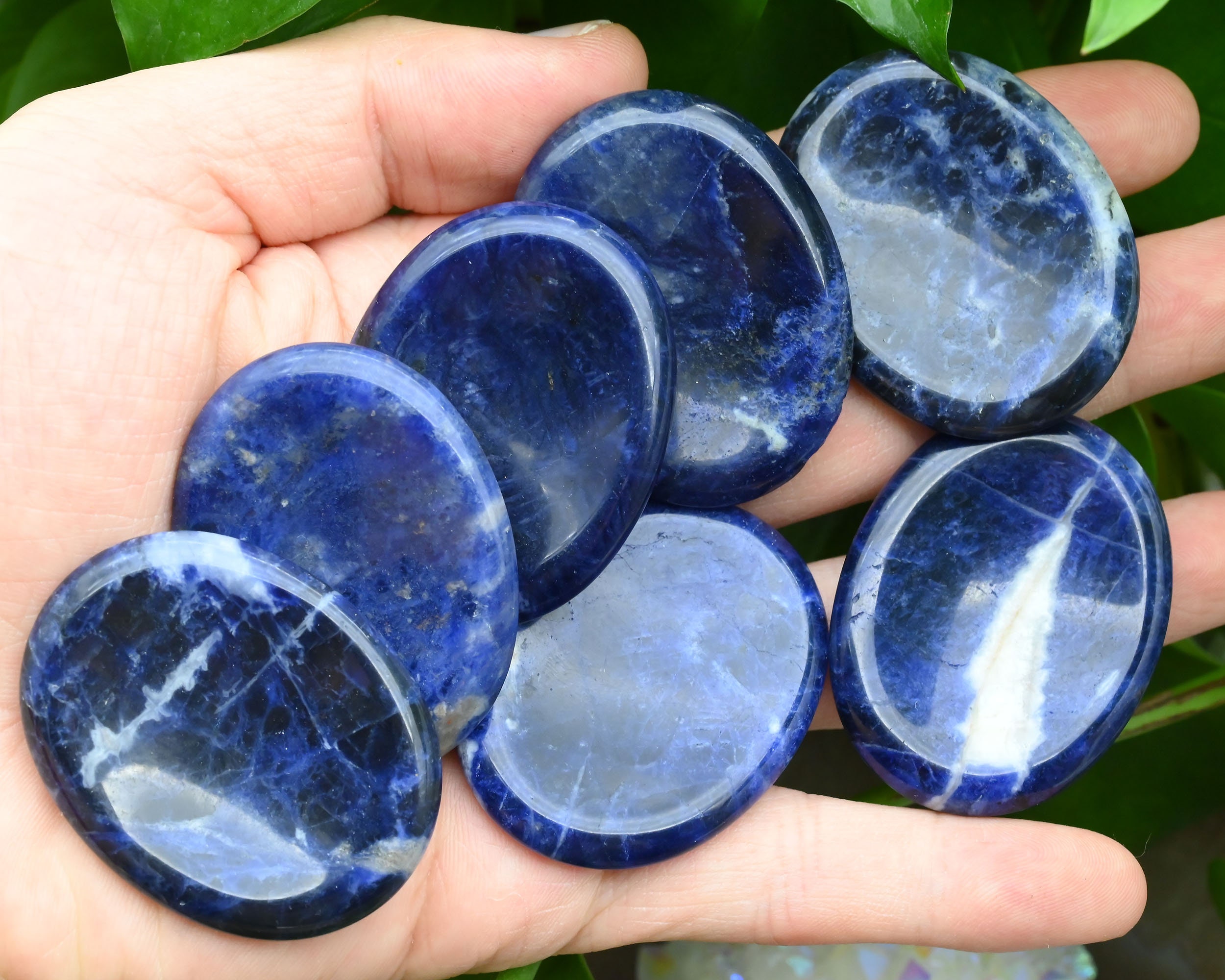 Natural Sodalite Worry Stone,healing Worry Stone,chakra Worry Stone,size 35x45mm