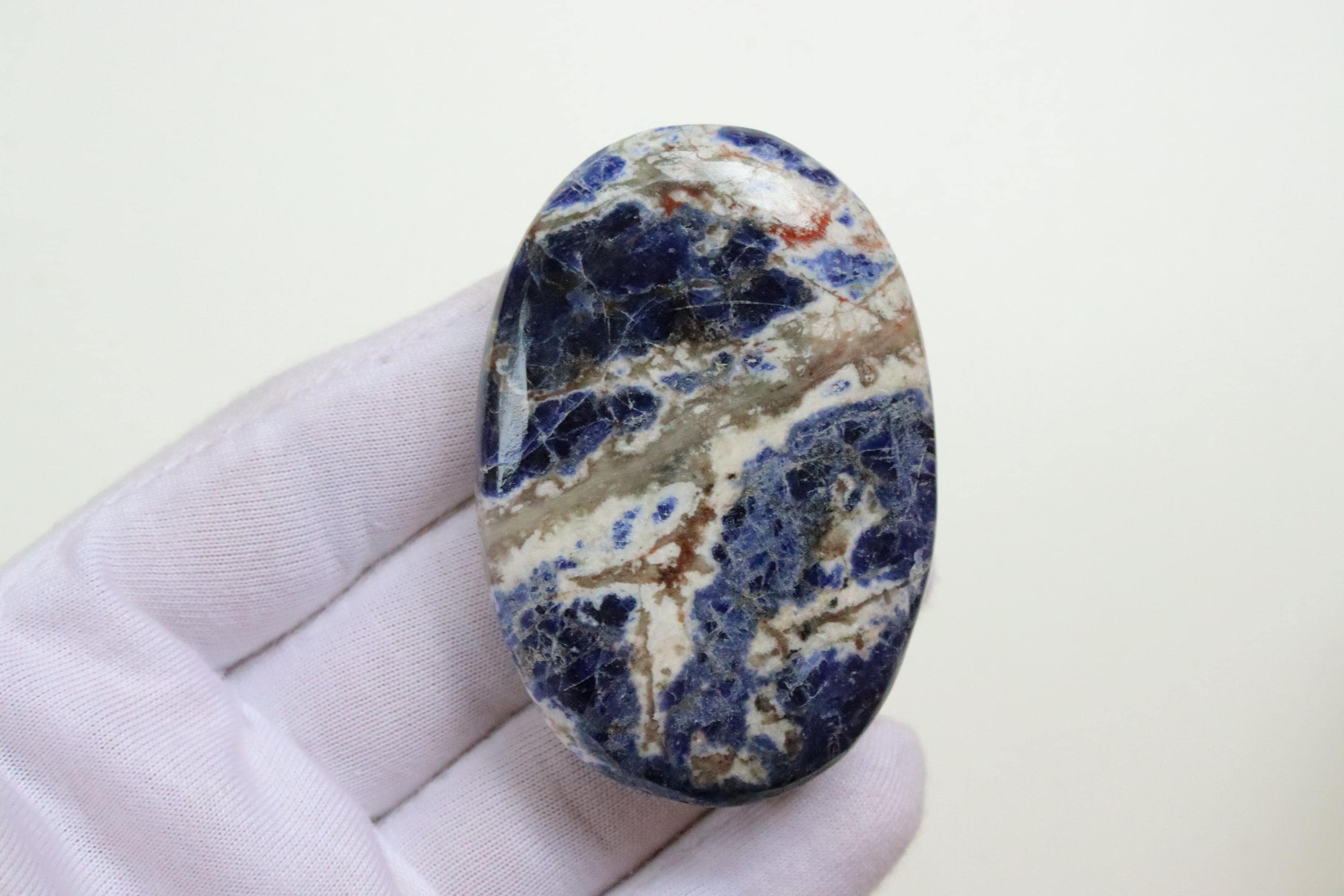 Sodalite Palm Stone, Natural Designer Sodalite Palm Stone, Pocket Crystal Meditation Palm, Throat Andthird Eye Chakra Polished Blue Crystal